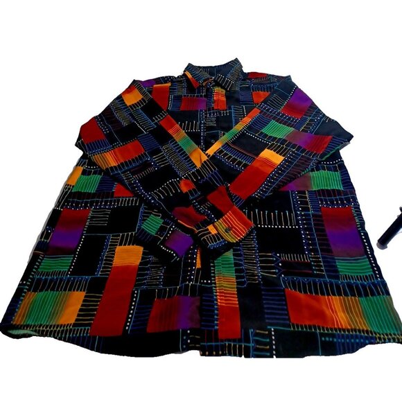 NWOT Vtg 80s Men's Panhandle Slim Colorful Western Button Down Shirt XL 17-17.5 - Picture 2 of 15